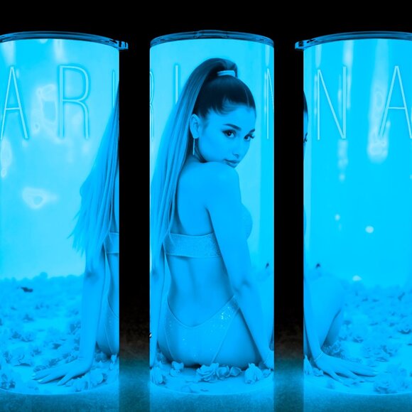 Glow in the Dark Ariana Grande Pink Rose Cup Mug Tumbler 20oz - Picture 1 of 4